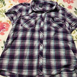 Purple Plaid button up shirt
